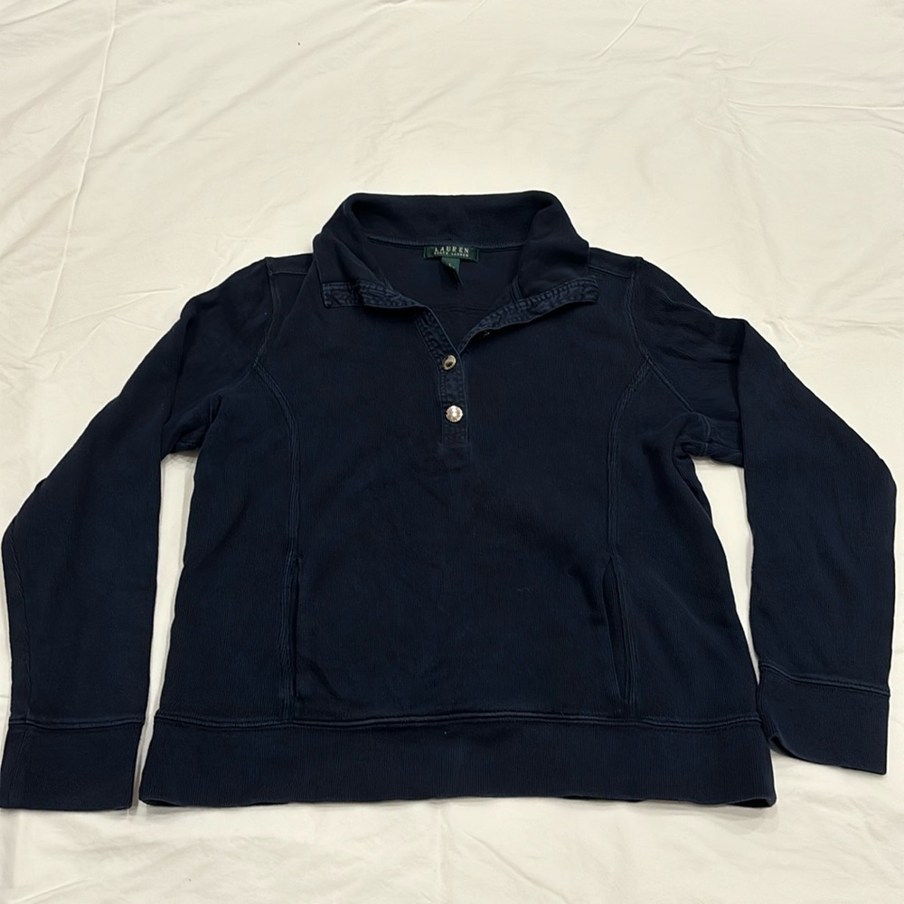 Lauren Ralph Lauren Quarter Button Up Long-sleeve Shirt, Women’s Large